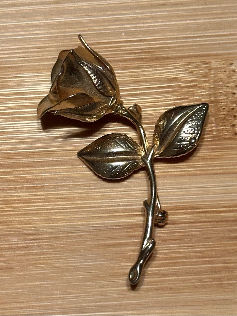 Gold-tone Rose Brooch Pin